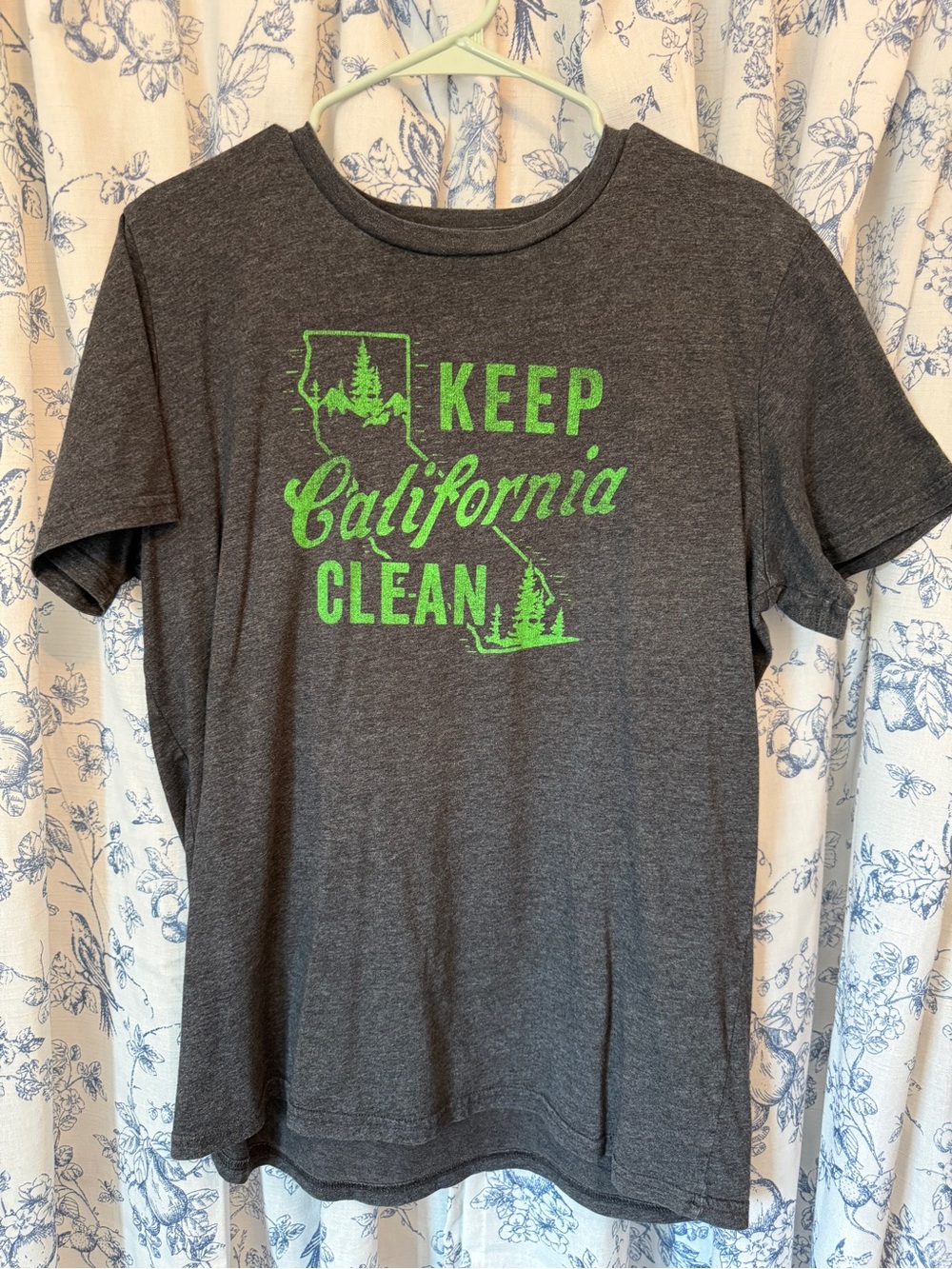 Keep California Clean Short Sleeve Tee - Gray with Green Graphic